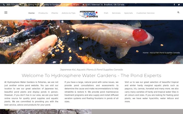 Screenshot of pondexperts.ca