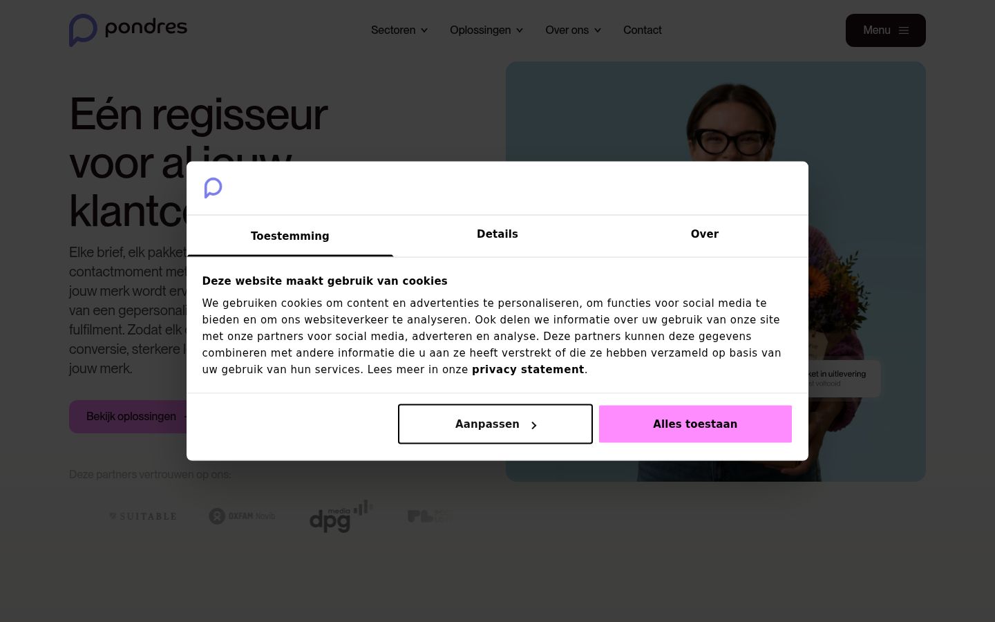 Screenshot del banner di consenso mostrato prima di qualsiasi interazione