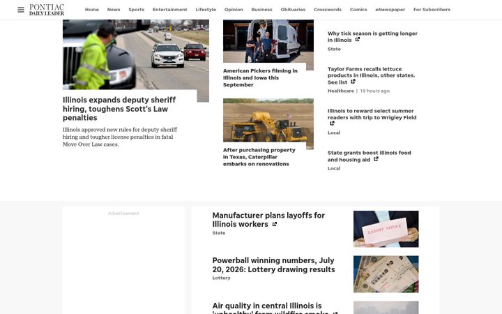Screenshot of pontiacdailyleader.com