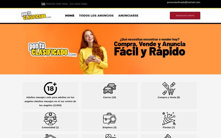Kuvakaappaus sivustosta pontuclasificado.com