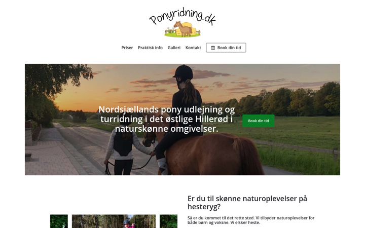 Ekrānuzņēmums no ponyridning.dk