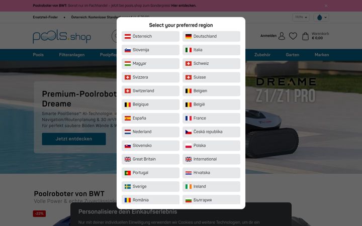 Screenshot of pools.shop