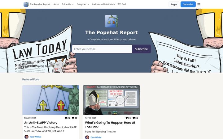 Screenshot του popehat.com