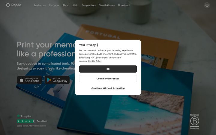 Screenshot von popsa.com