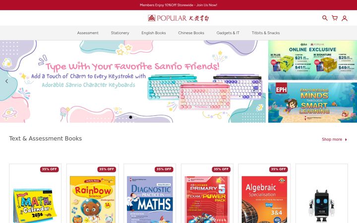 Screenshot of popular.com.sg
