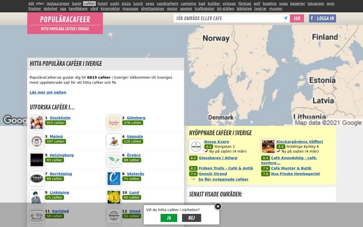 Screenshot of popularacafeer.se