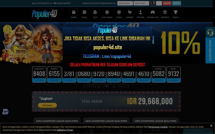 Screenshot of populer4d.com