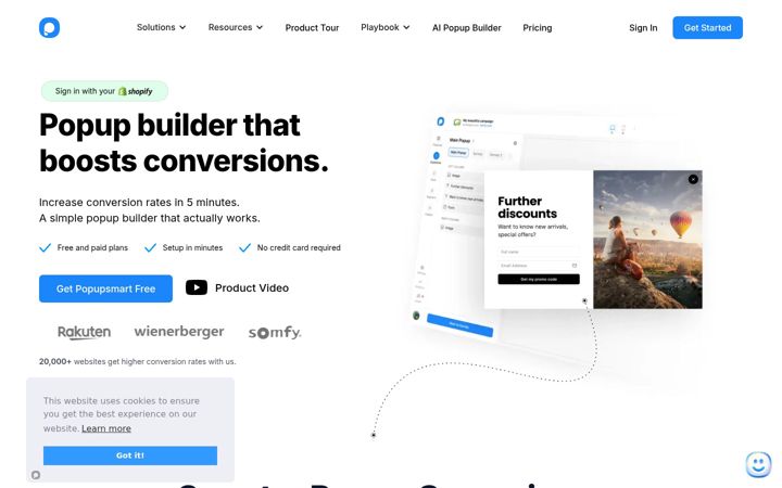 Screenshot von popupsmart.com