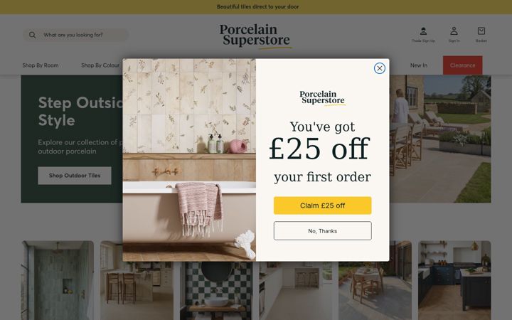 Screenshot di porcelainsuperstore.co.uk