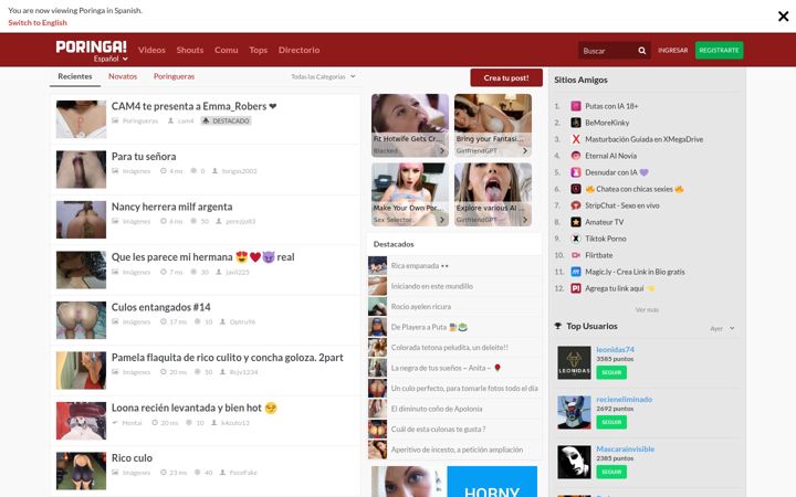 Skärmbild av poringa.net