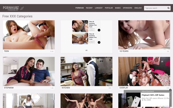 Екранна снимка на pornhubz.vip