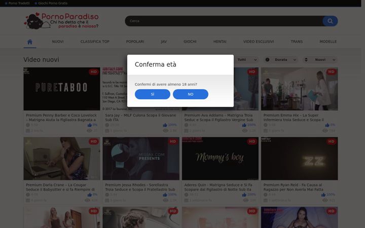 Kuvakaappaus sivustosta pornoparadiso.com
