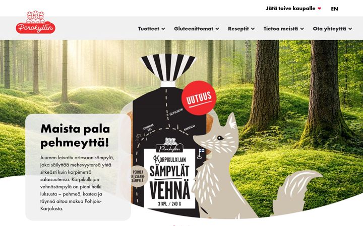 Екранна снимка на porokylanleipomo.fi