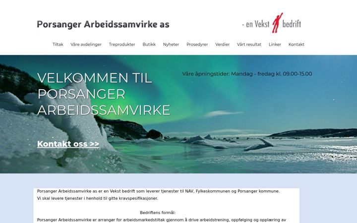 Zrzut ekranu porsangerarbeidssamvirke.no