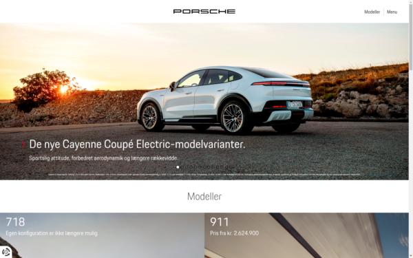 Screenshot of porsche.com