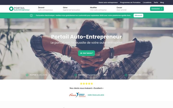 Screenshot of portail-autoentrepreneur.fr