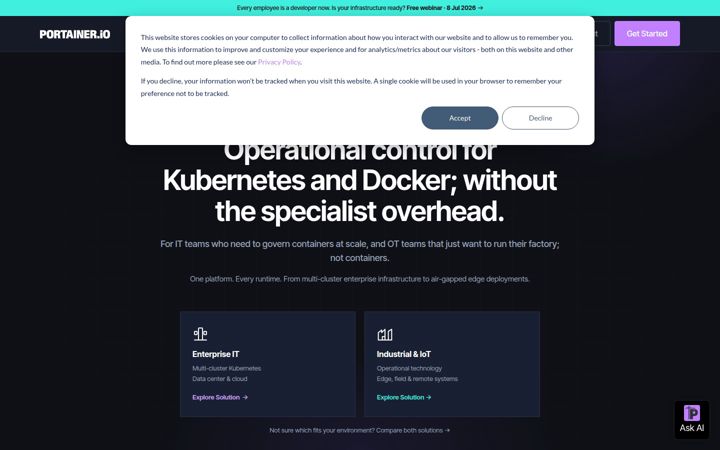 Screenshot of portainer.io