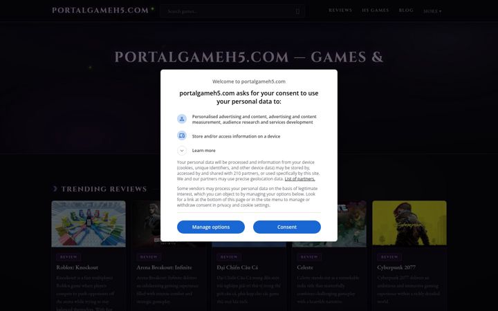 Screenshot of portalgameh5.com