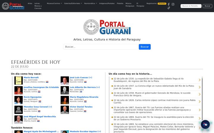 Snímek obrazovky portalguarani.com