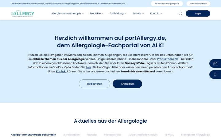 Snimka zaslona za portallergy.de