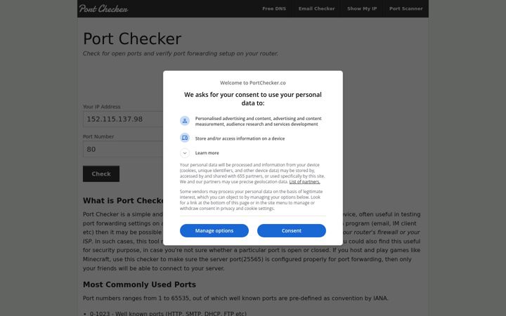 Screenshot of portchecker.co