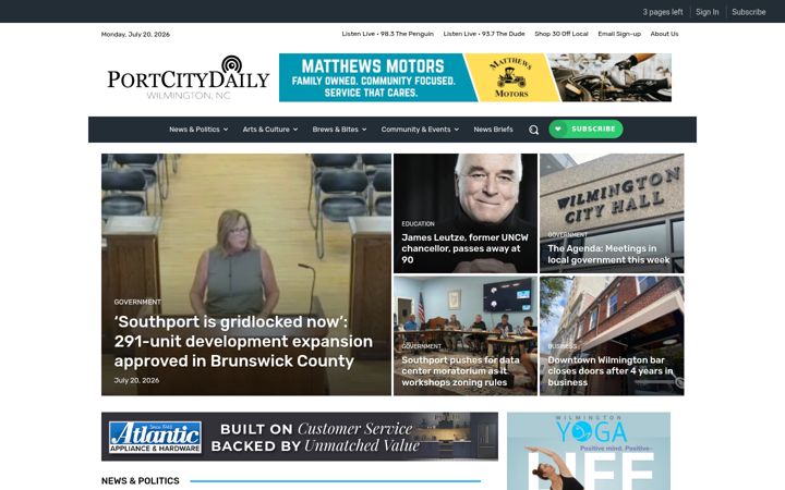 Screenshot of portcitydaily.com