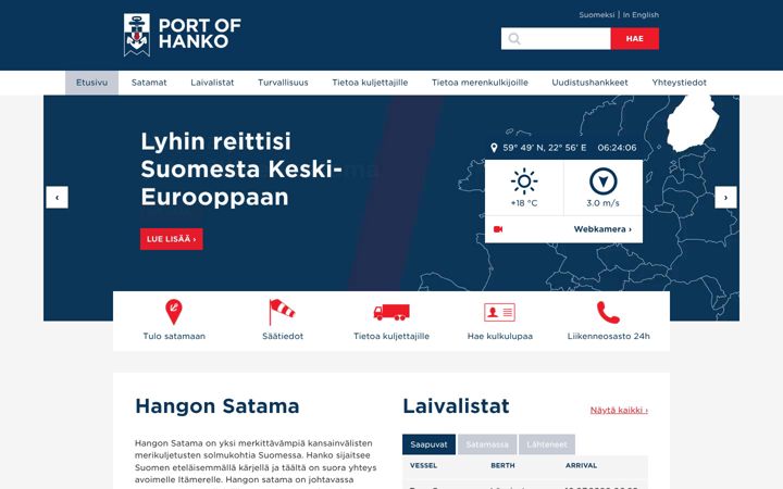 Posnetek zaslona portofhanko.fi