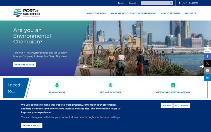 Screenshot ta' portofsandiego.org