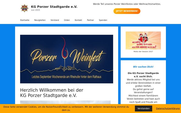 Skærmbillede af porzerstadtgarde.de