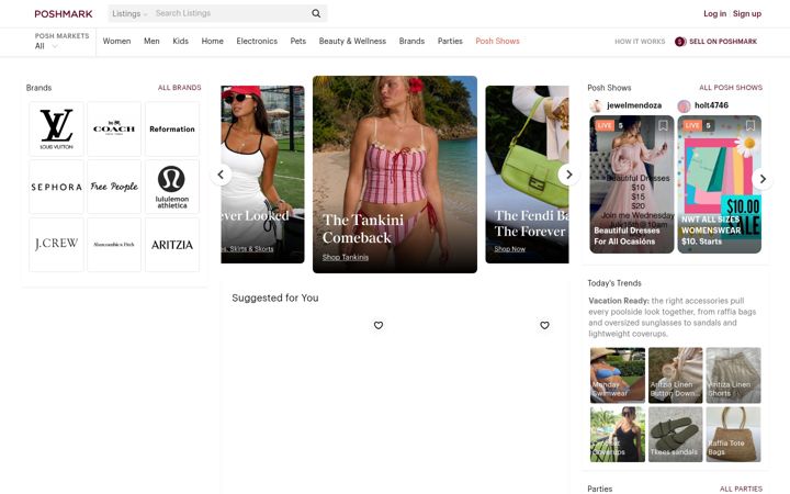 Snímek obrazovky poshmark.com