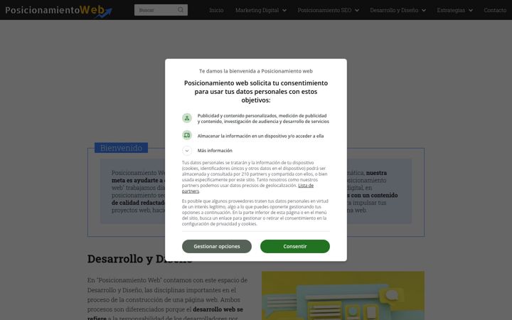 Kuvakaappaus sivustosta posicionamientoweb.club