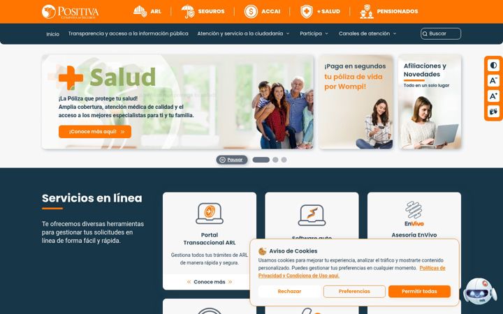 Screenshot of positiva.gov.co