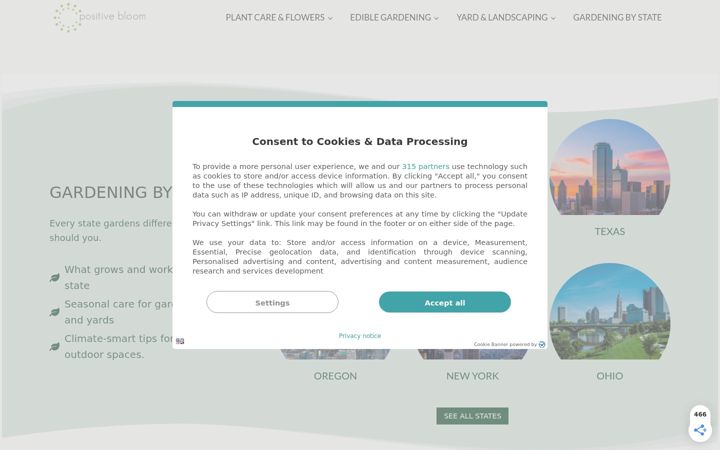 Skärmbild av positivebloom.com