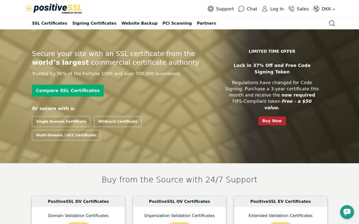 Screenshot of positivessl.com