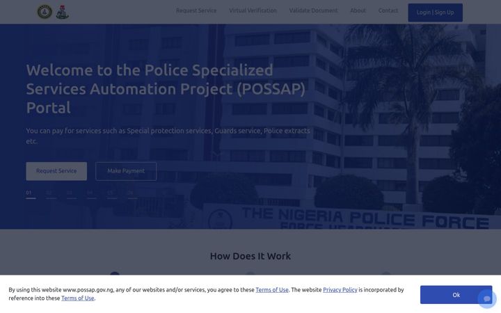 Screenshot of possap.gov.ng