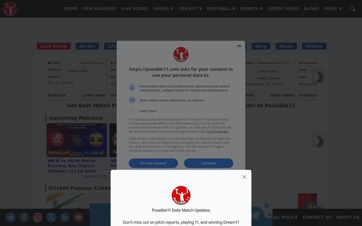 Screenshot of possible11.com