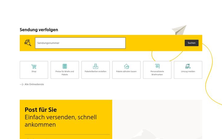 Screenshot of post.ch