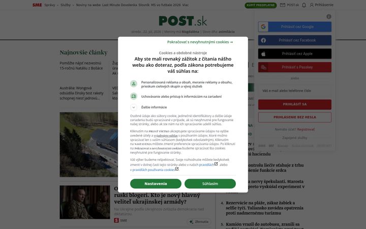 Screenshot of post.sk