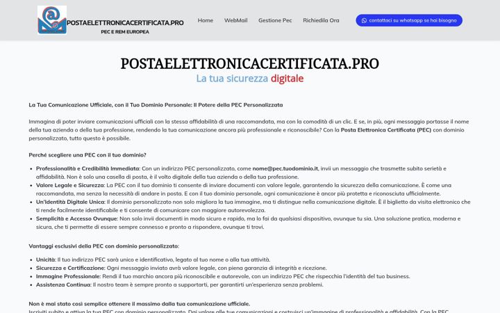 Screenshot of postaelettronicacertificata.pro