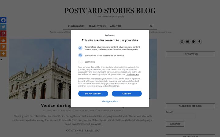 Skärmbild av postcardstoriesblog.com