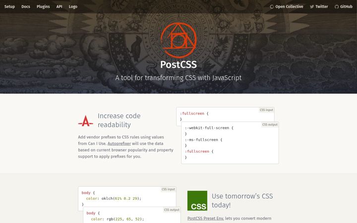 Screenshot of postcss.org