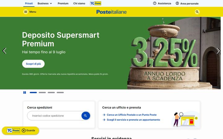 Screenshot stránky poste.it