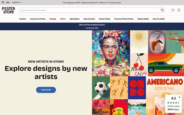 Skærmbillede af posterstore.com