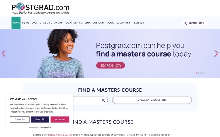 Screenshot of postgrad.com