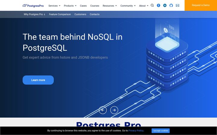 Screenshot of postgrespro.com