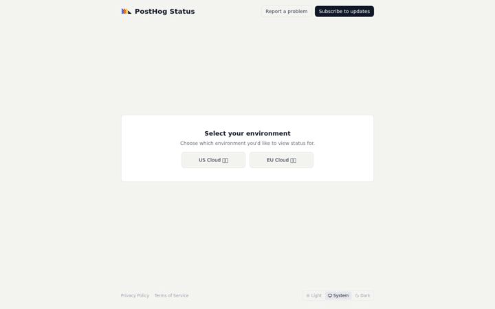 Screenshot of posthogstatus.com