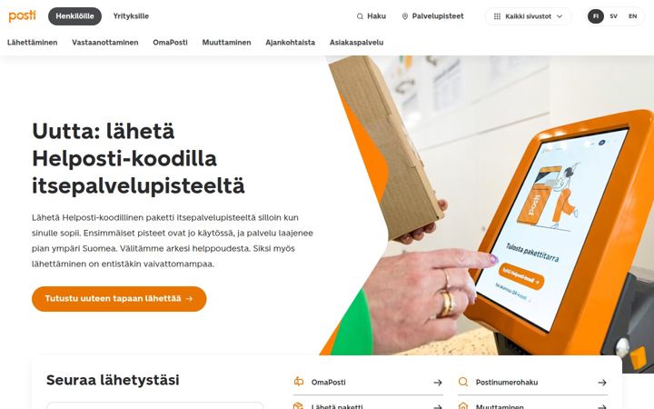 Ekraanipilt saidist posti.fi