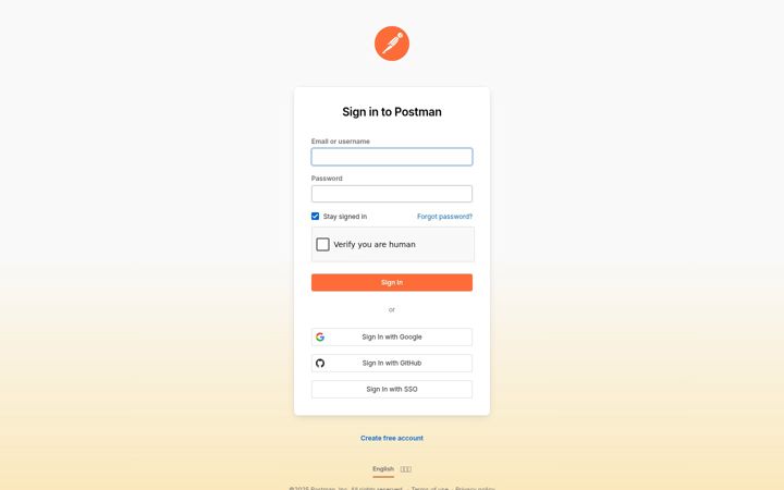 Screenshot ta' postman.co
