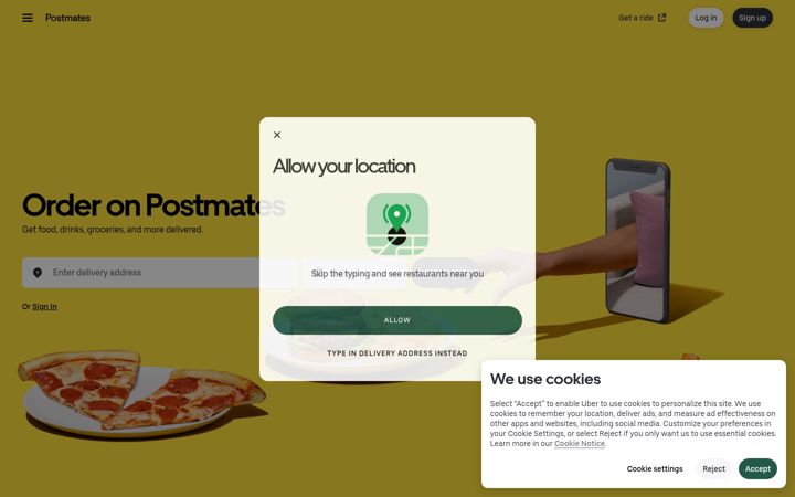 Ekrano kopija postmates.com