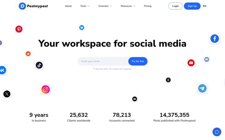 Screenshot of postmypost.io